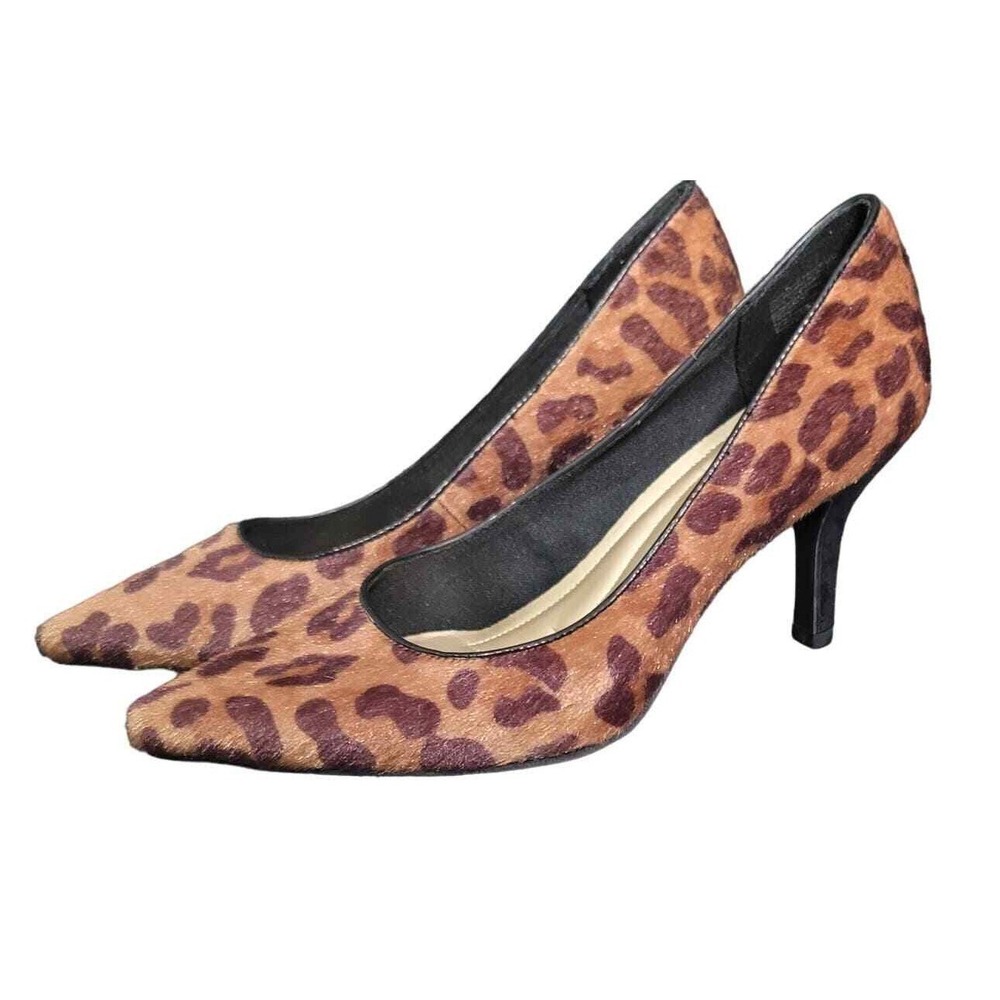 Comfort Plus by Predictions Leopard Heels 9.5 Brown Pointed Toe Textured Y2K‎